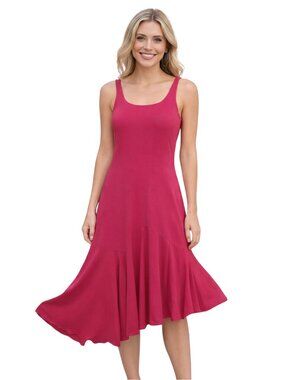 DBC Pink Asymmetrical Sleeveless Fit & Flare Midi Dress Size 2 Barbiecore